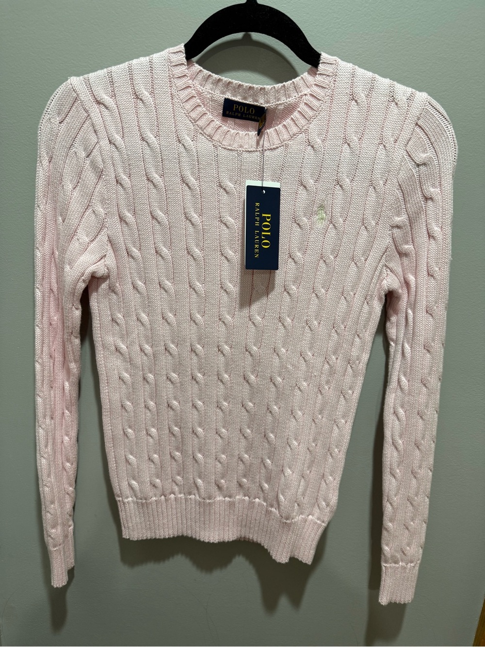 Polo by Ralph Lauren Pink Cable-Knit Crewneck Sweater size small NWT!